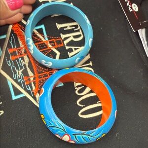 Mine Vibrant Blue and Orange Floral Bangles